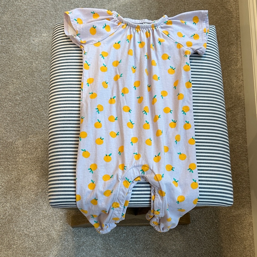 Hanna Andersson Orange Fruit Print Baby Romper